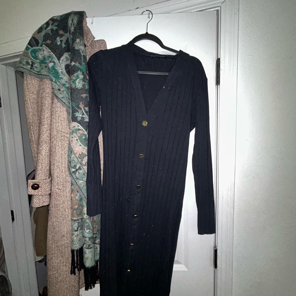 Zara Black Maxi Dress with Gold Buttons